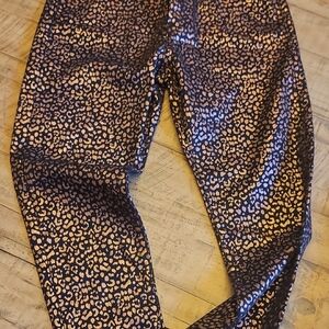 Banana Republic Black and Gold Leopard Print Skinny Jeans